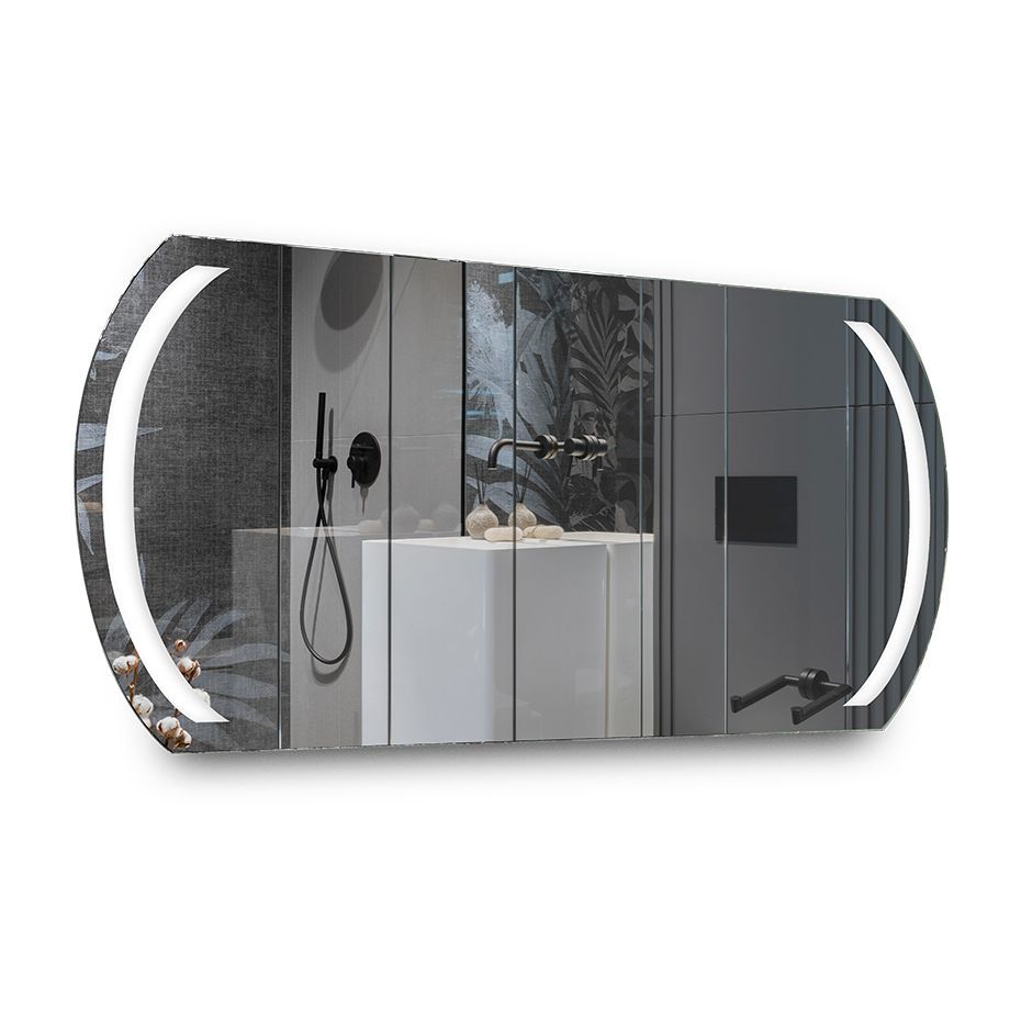 Дзеркало StudioGlass BRAIES з фронтальною підсвіткою прямокутне з заокругленими боками